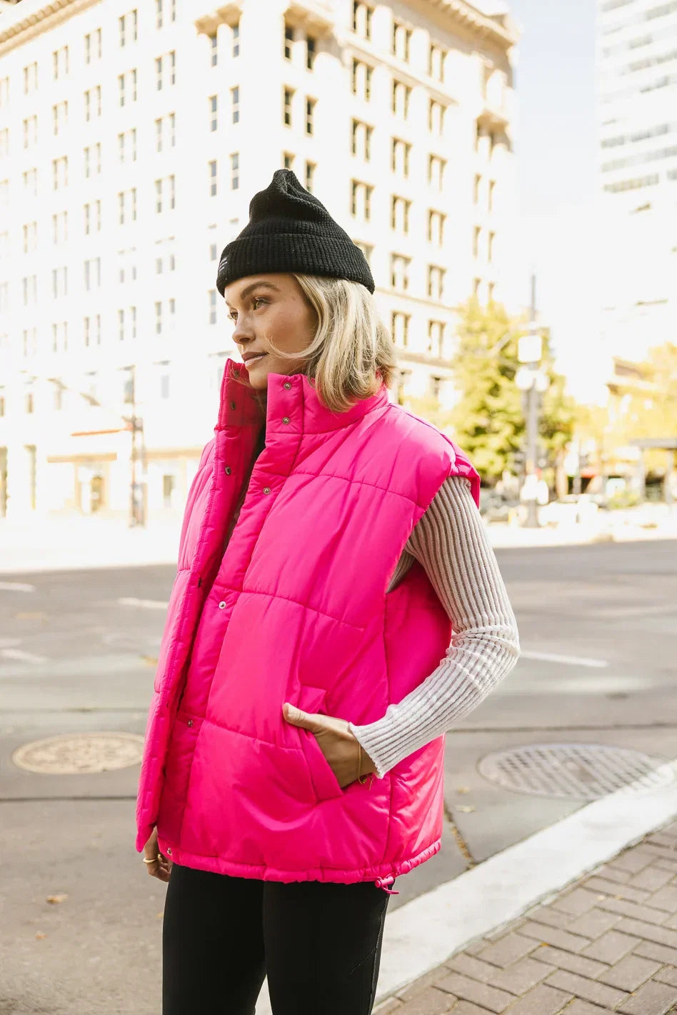 Caelan Puffer Vest in Pink FINAL SALE