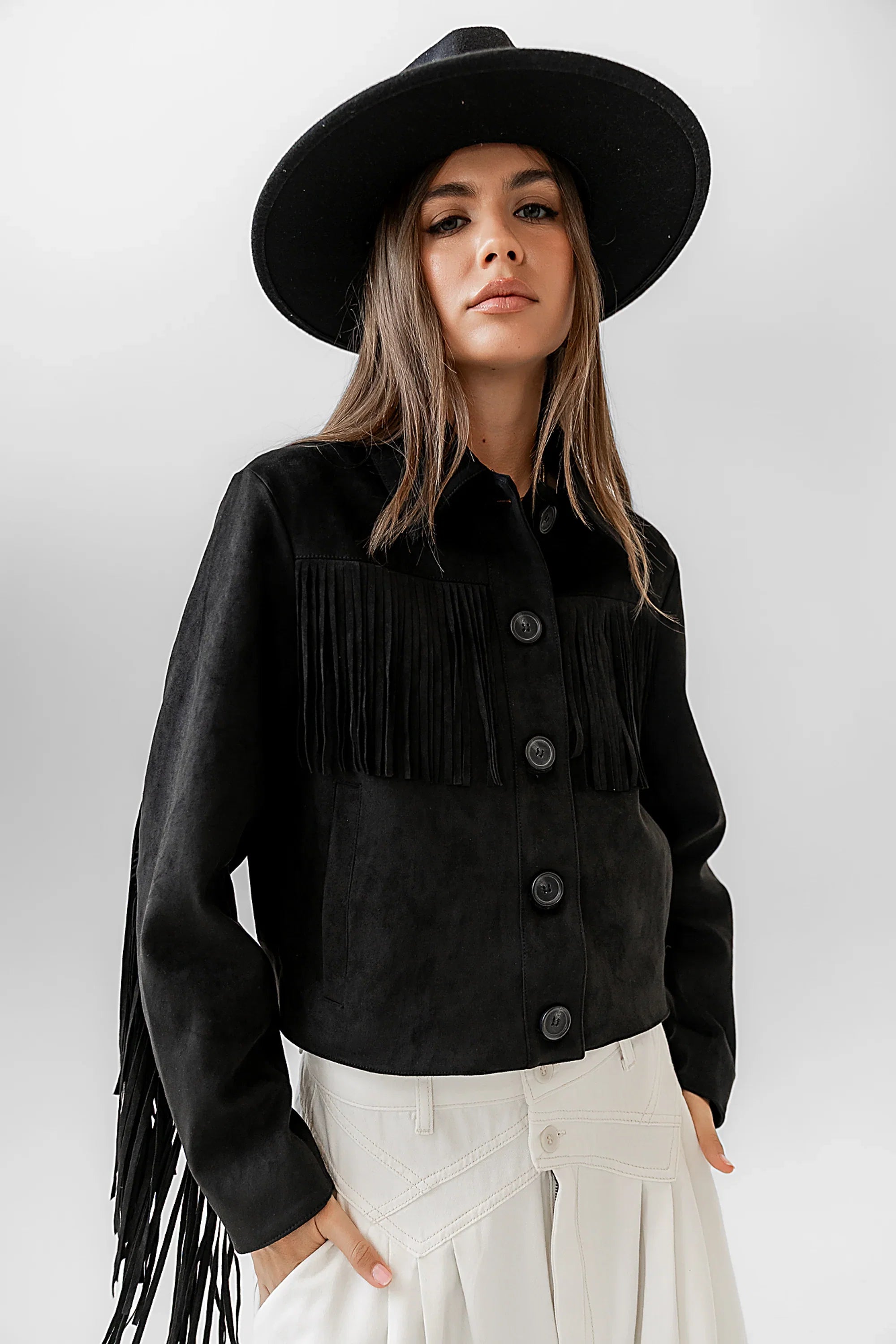 Bridget Fringe Jacket in Black