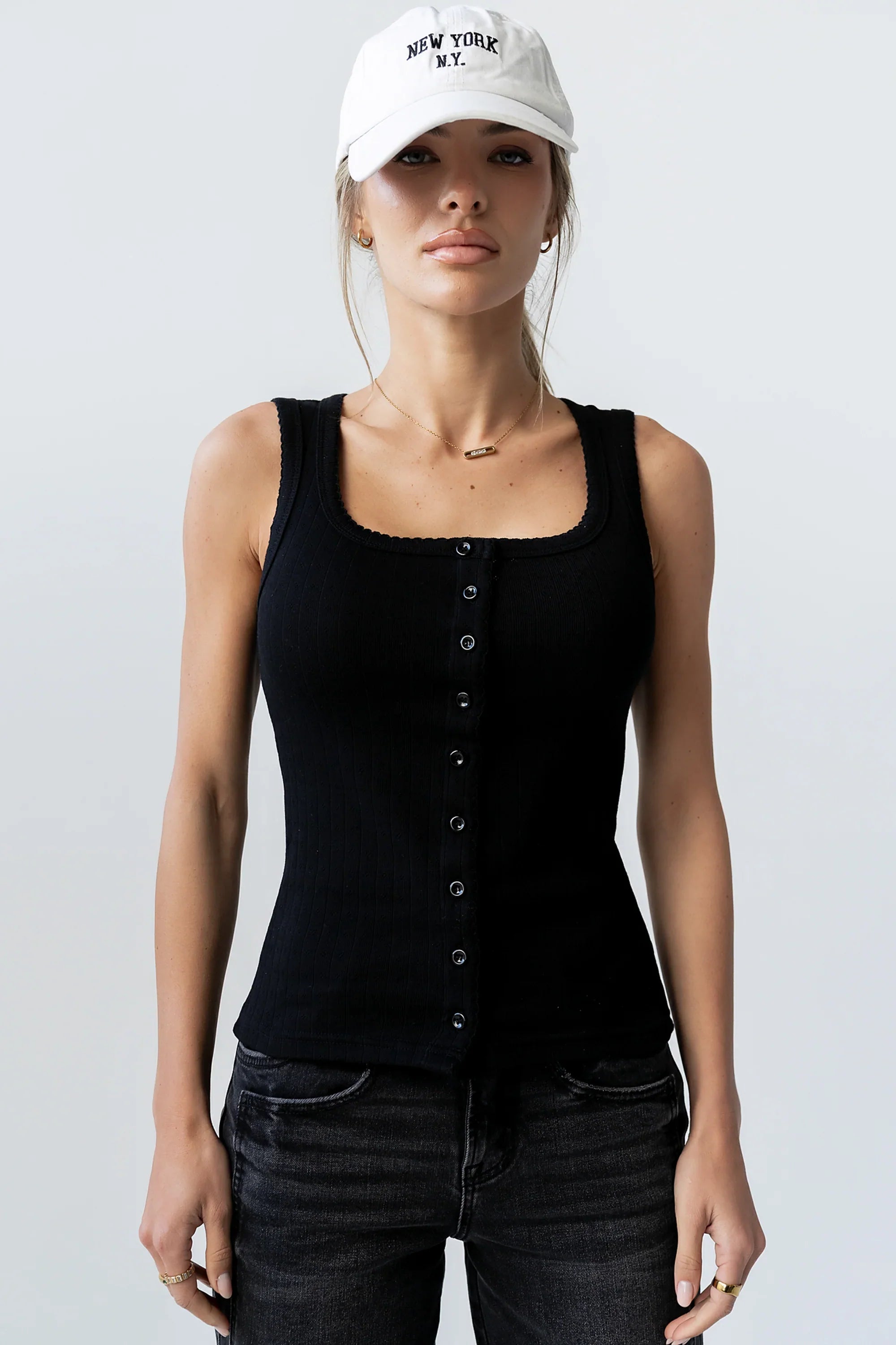 Apollo Knit Tank Top in Black