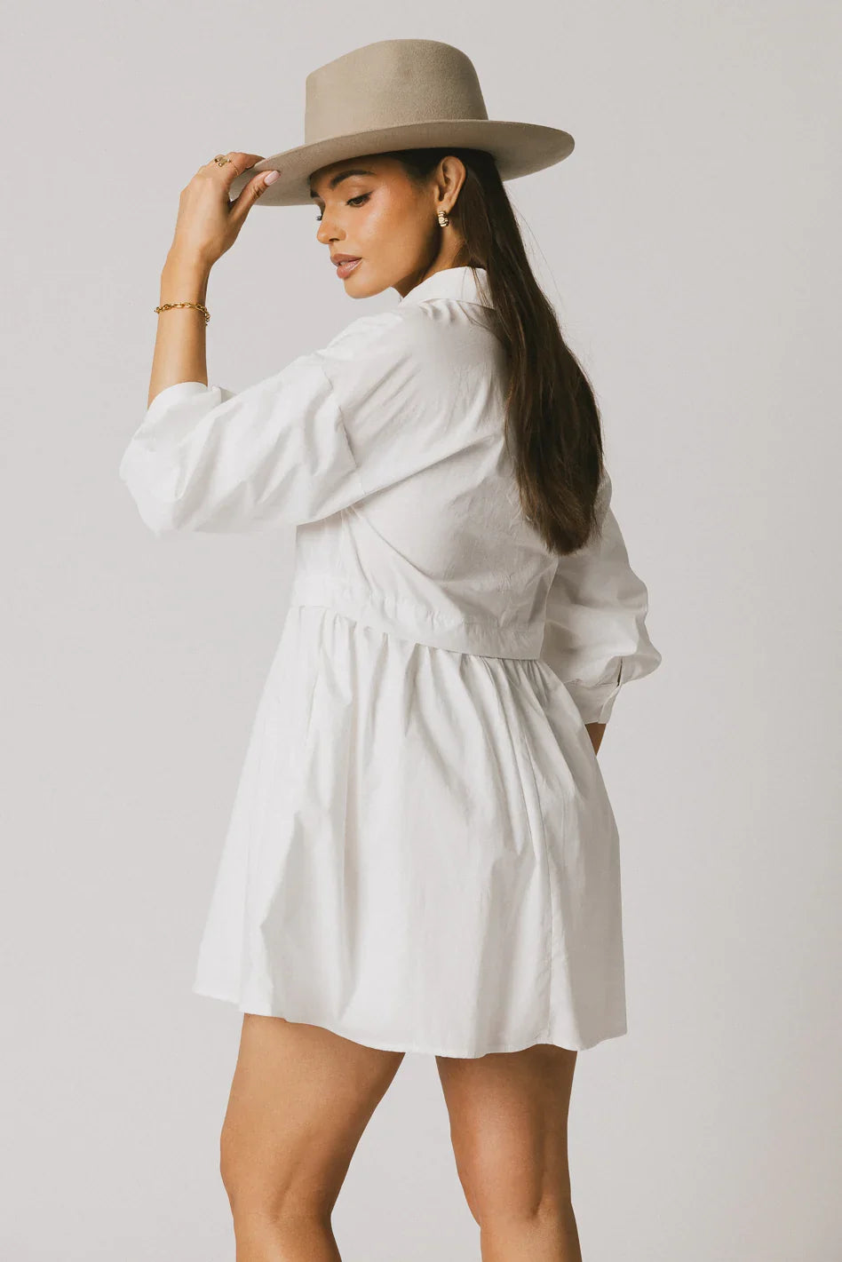 Oliver Collared Mini Dress in White FINAL SALE