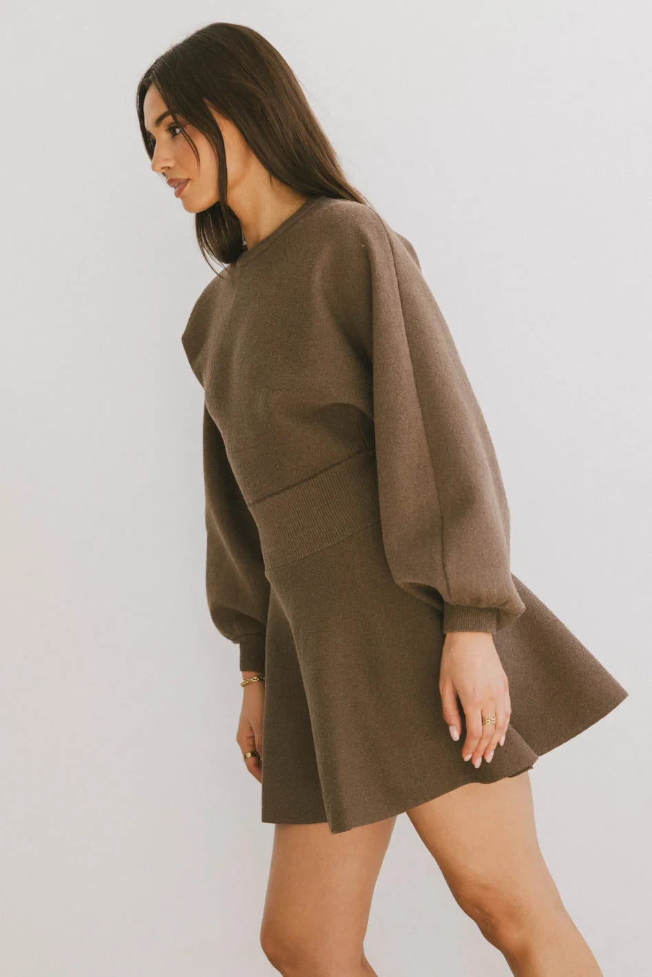 Dolores Knit Mini Dress in Mocha FINAL SALE
