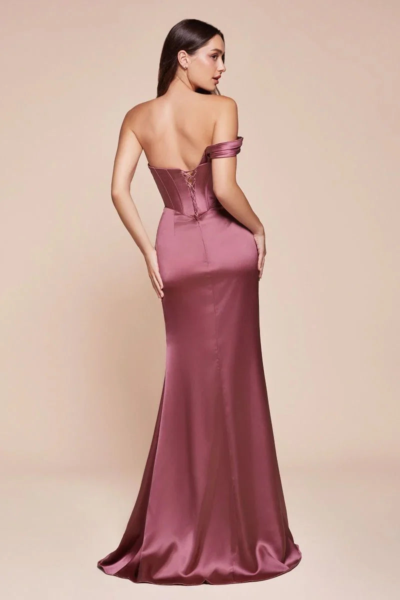 AUDRA GOWN ONE SHOULDER LUXE SATIN CORSET DRESS
