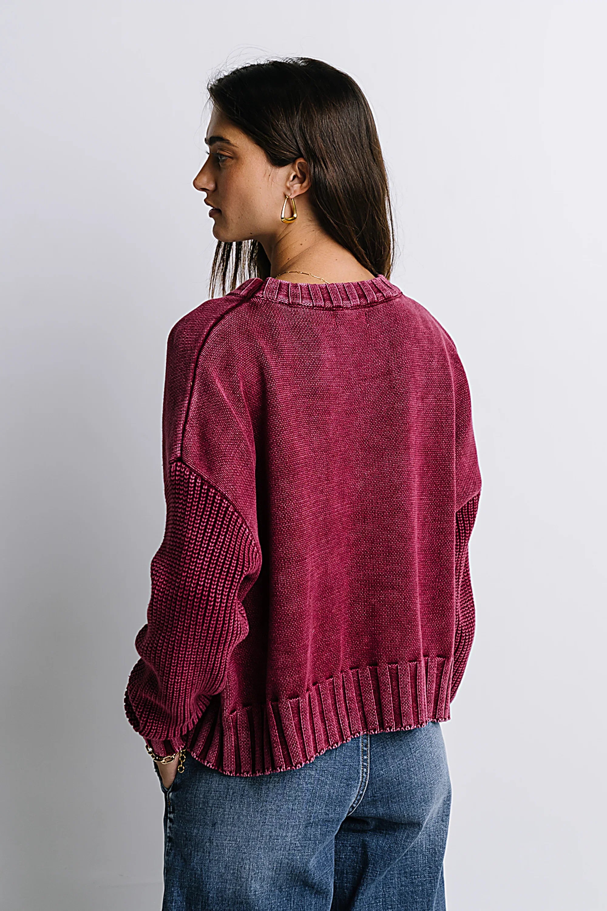 Payton Knit Sweater in Burgundy FINAL SALE