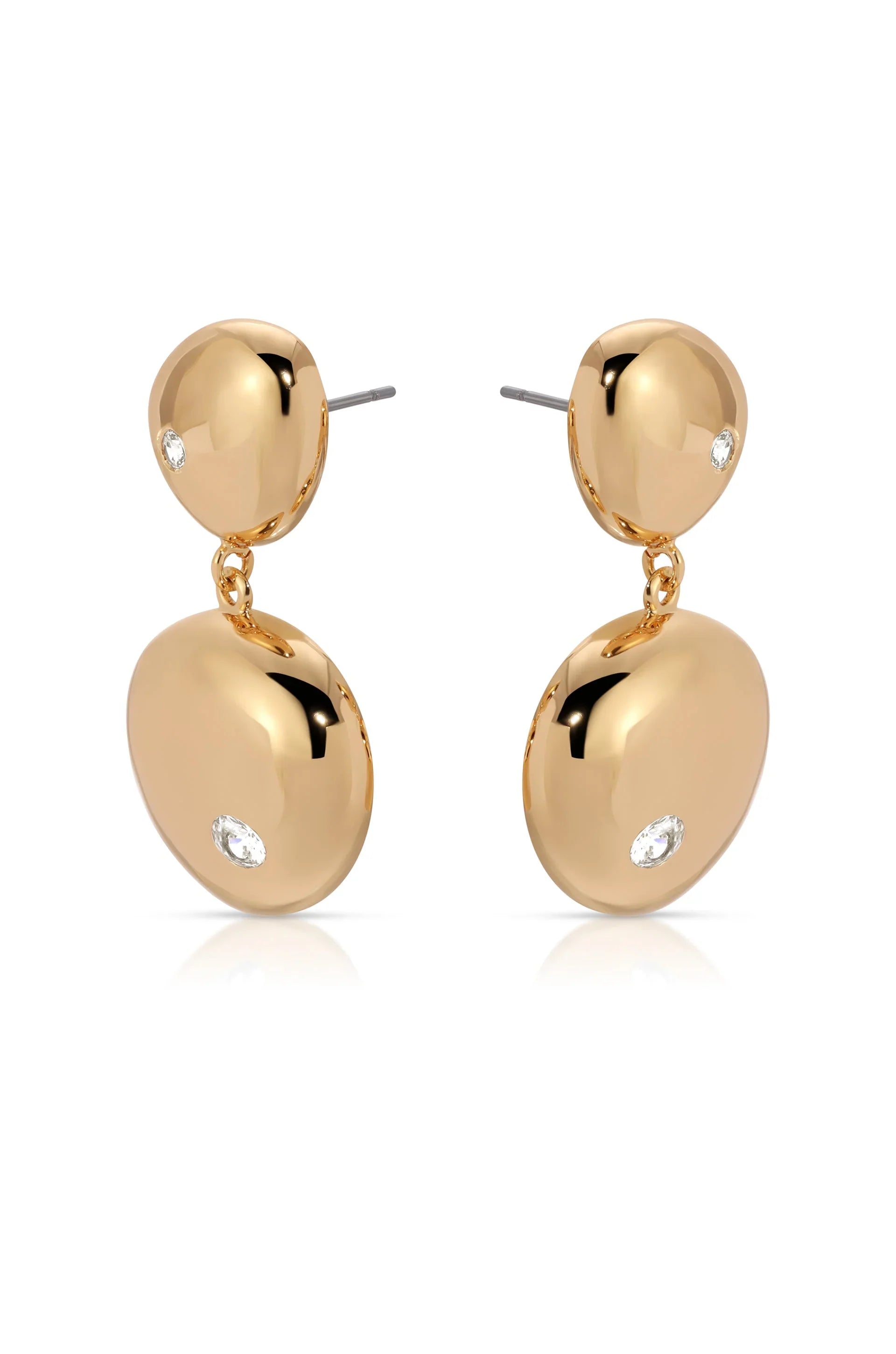 Polished Double Pebble Drop Earrings
