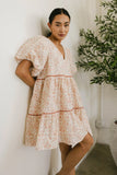 Sandra Ditsy Floral Mini Dress in Peach FINAL SALE