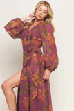 EMBER GARDEN DARK MAUVE FLORAL MAXI DRESS
