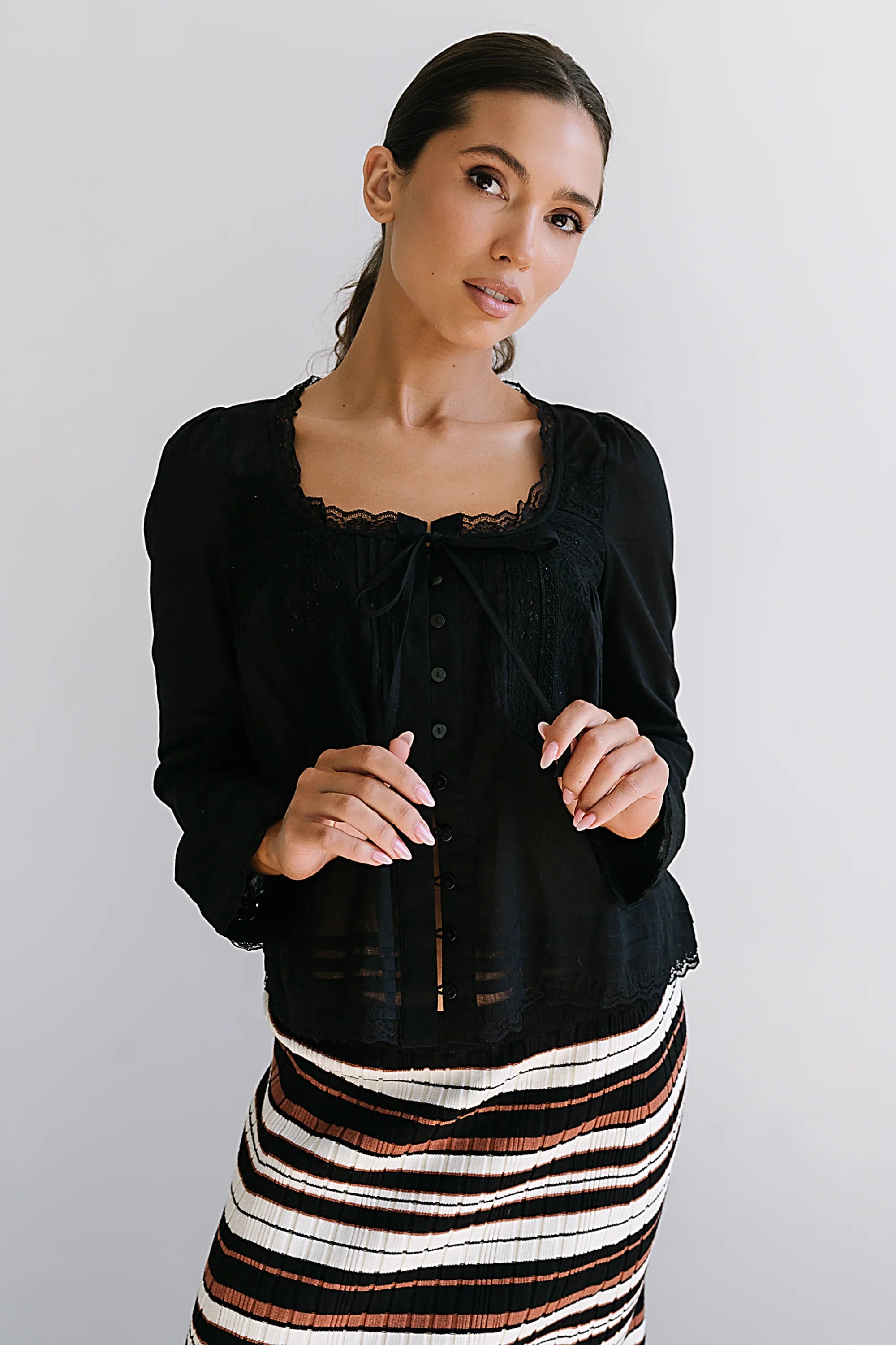 Taylor Sheer Blouse in Black FINAL SALE