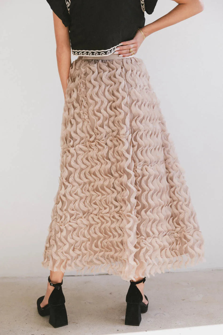 Yani Ruffle Tulle Maxi Skirt in Mauve FINAL SALE