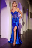 PRESTON GOWN STRAPLESS SATIN HOT STONE BUSTIER DRESS