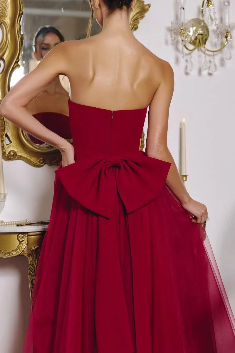 OPHELIA GOWN STRAPLESS A LINE DRESS WITH BOW