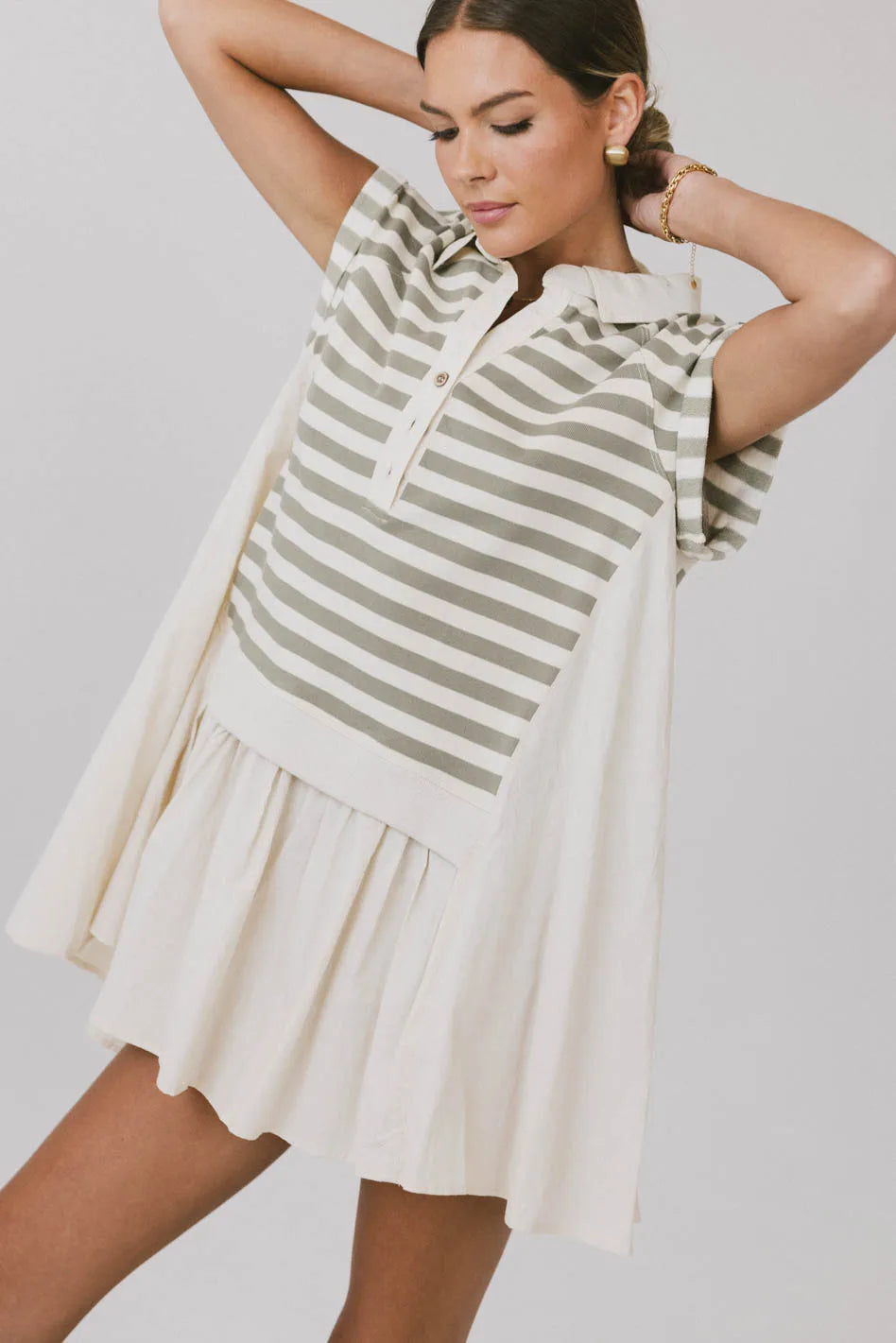 Evan Collared Mini Dress in Olive FINAL SALE