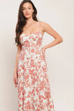 FLORAL HAZE CORAL MIDI DRESS