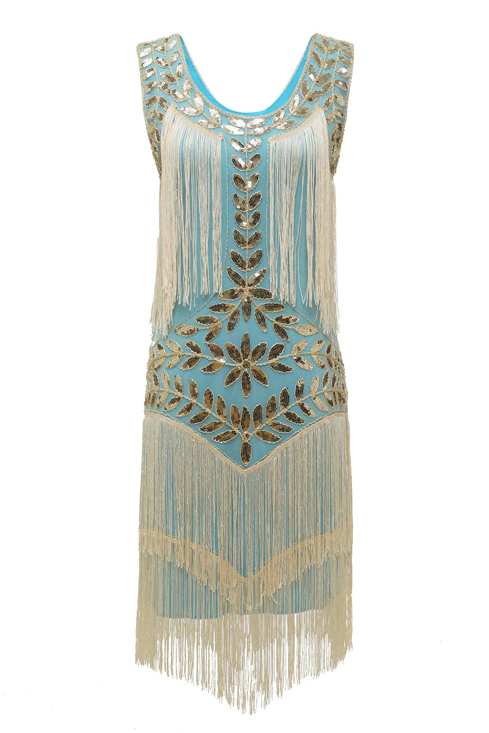 Plus Size Champagne Sequin Party Dress with Sequins and Fringes