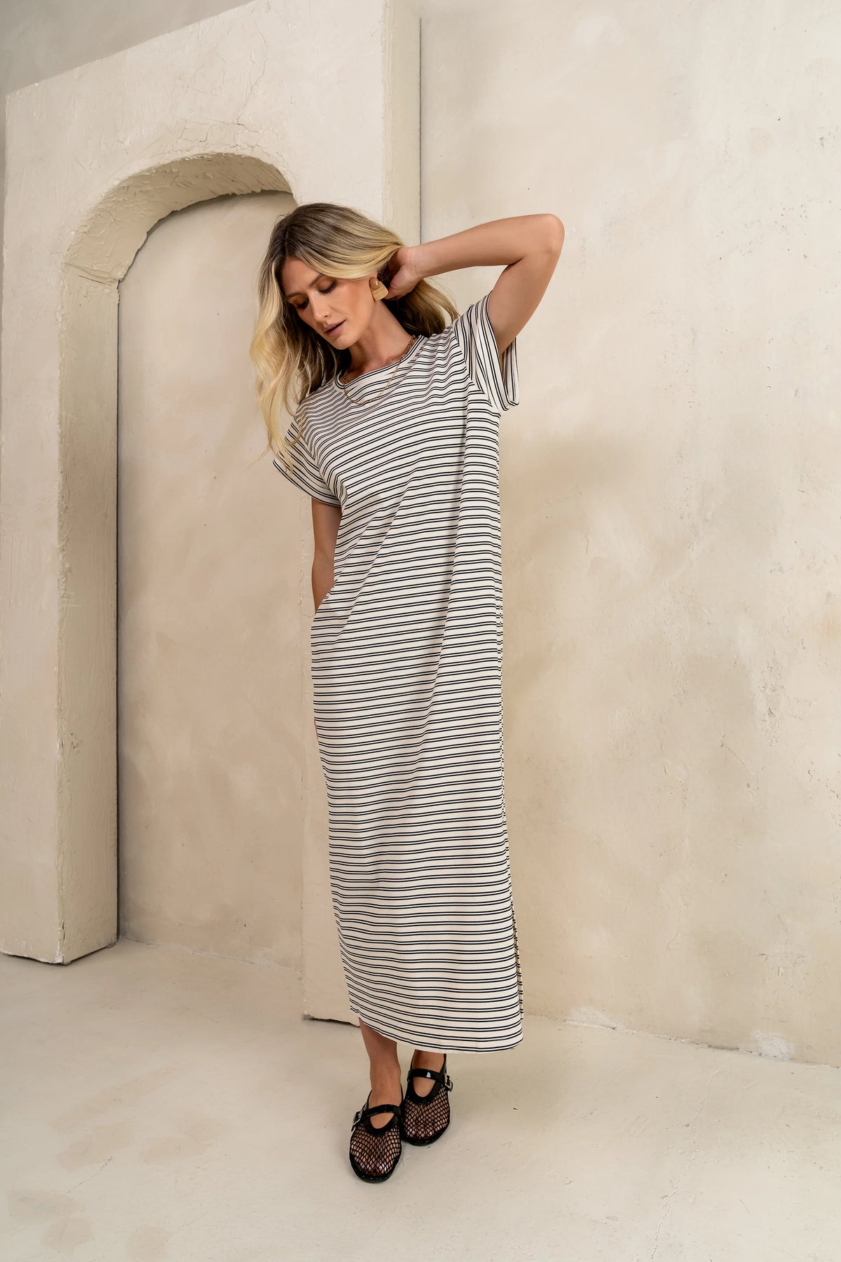 Esme Striped Maxi Dress in Black FINAL SALE