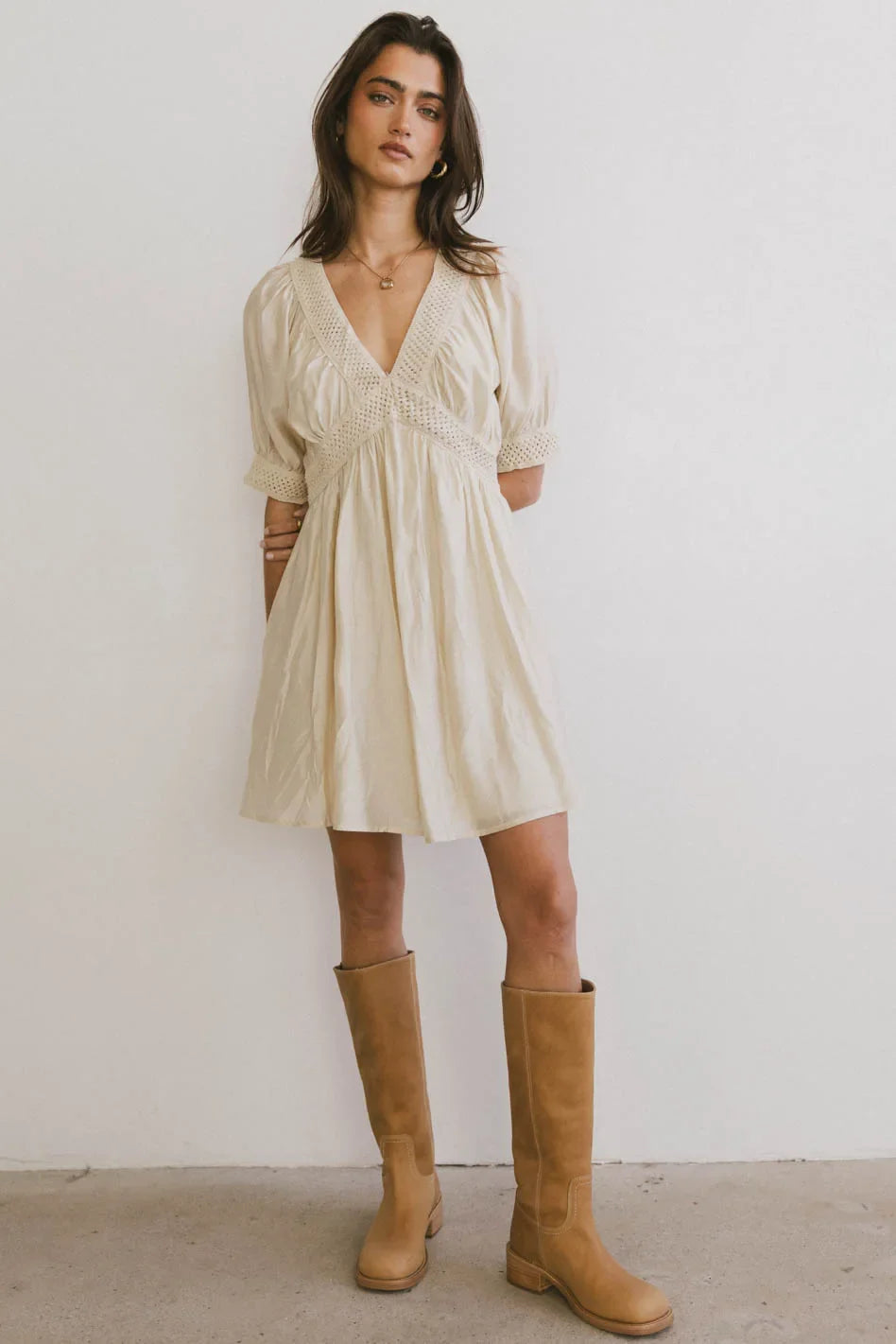 Lorna Mini Dress in Natural FINAL SALE