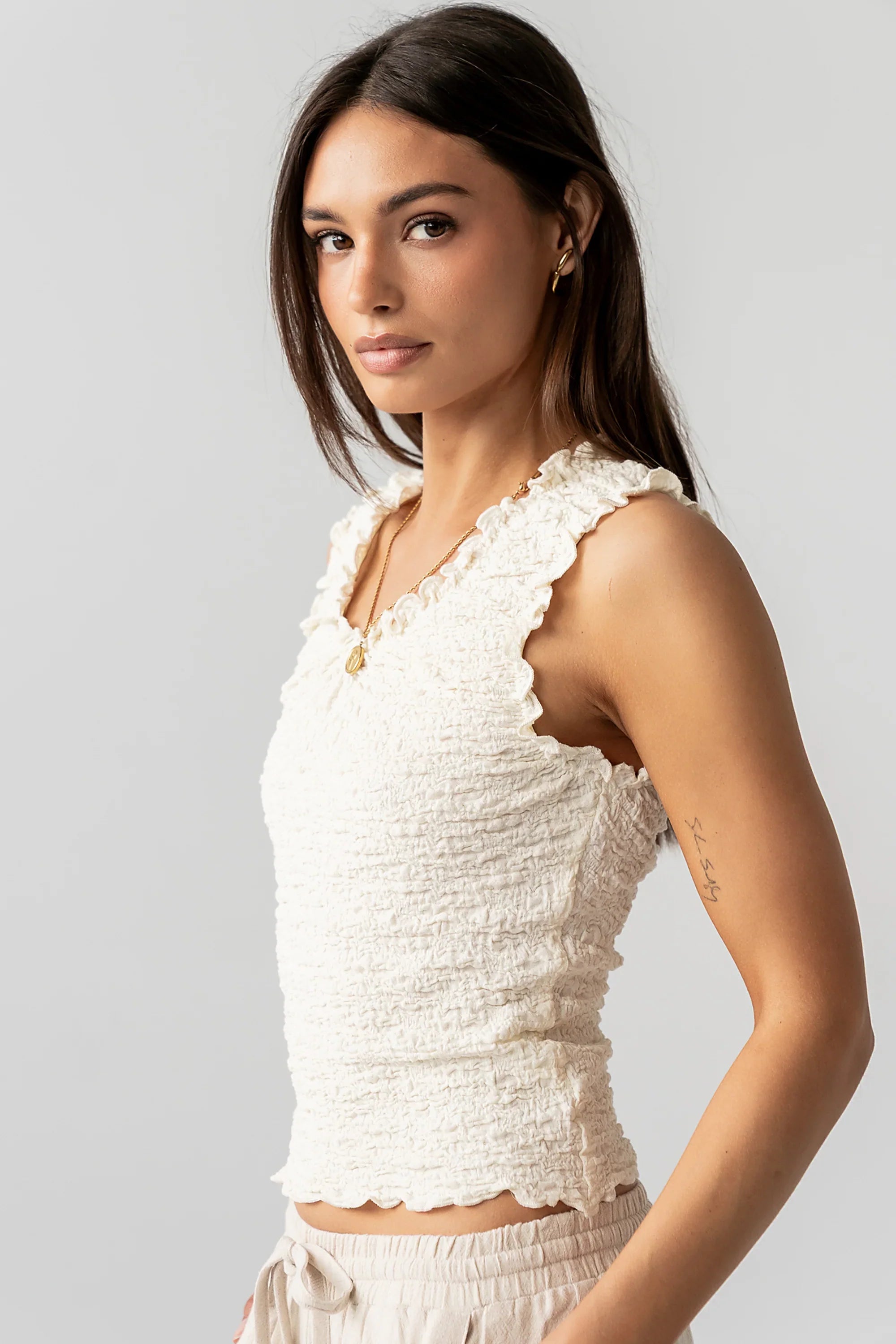 Jordana Textured Tank in Ivory