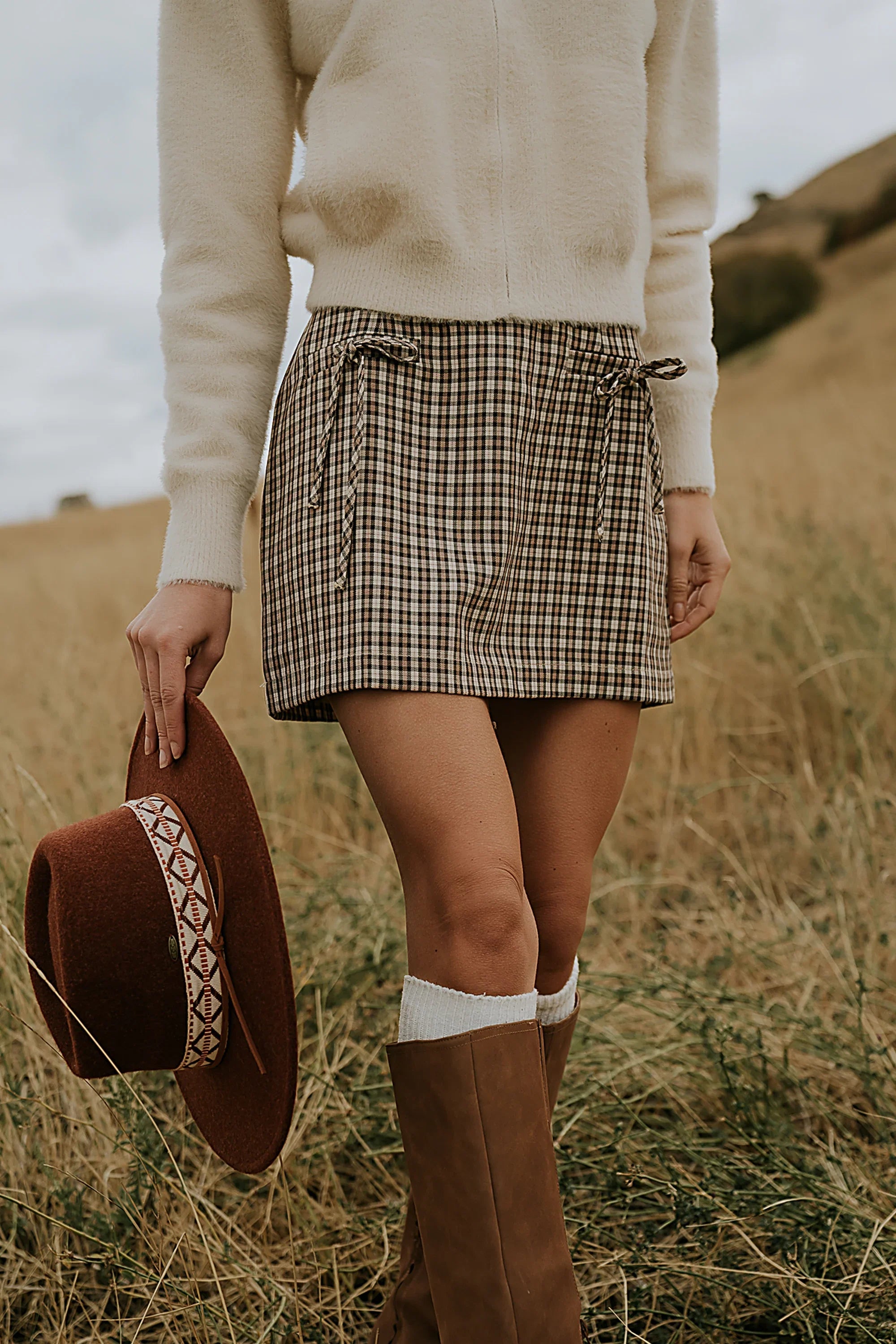 Oshen Plaid Mini Skirt