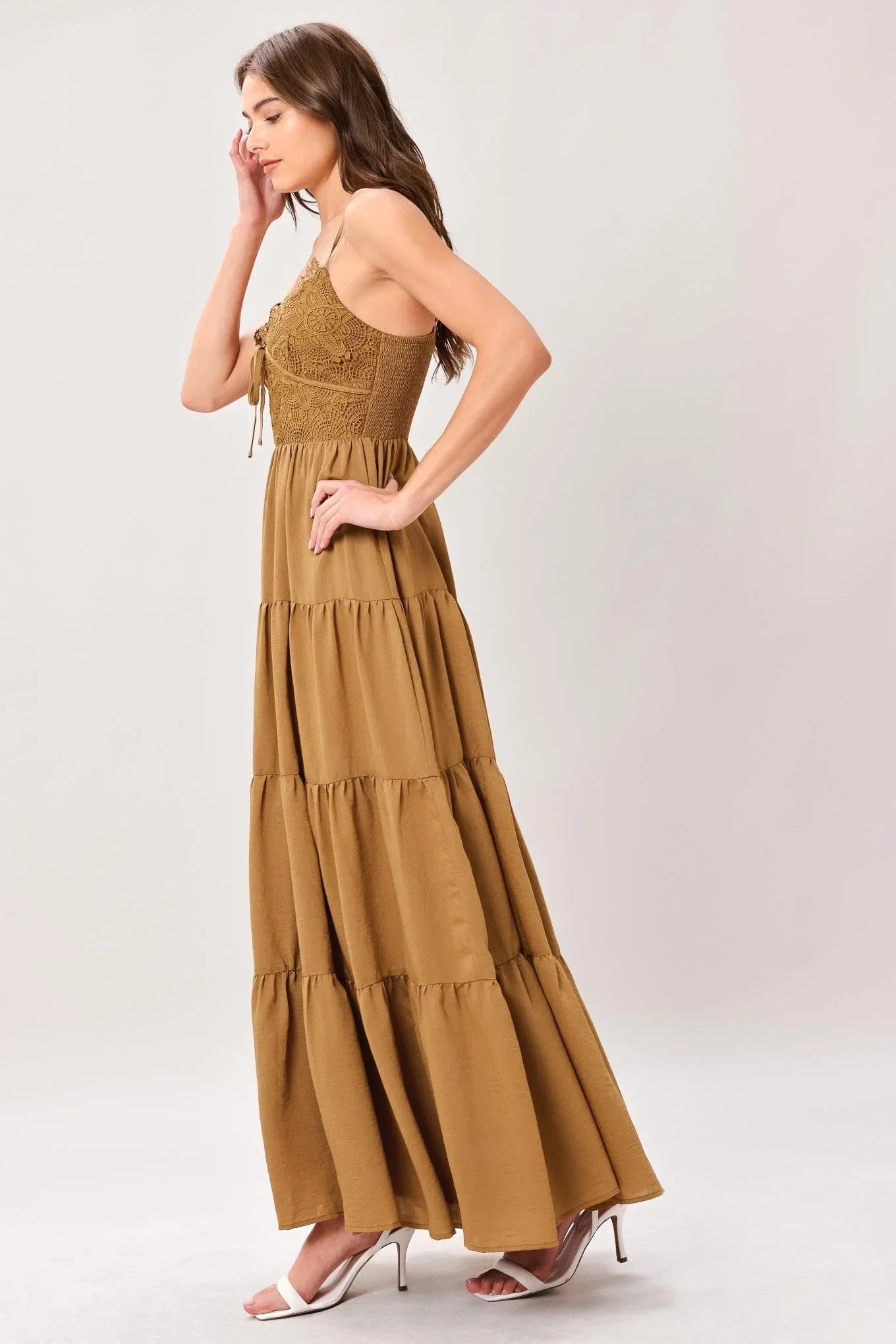 GOLDEN HOUR LACE BODICE MAXI DRESS