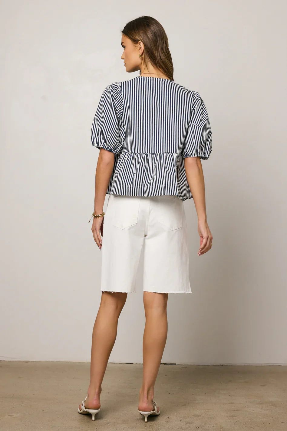 Milandra Striped Peplum Top FINAL SALE