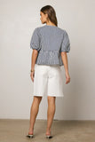 Milandra Striped Peplum Top FINAL SALE