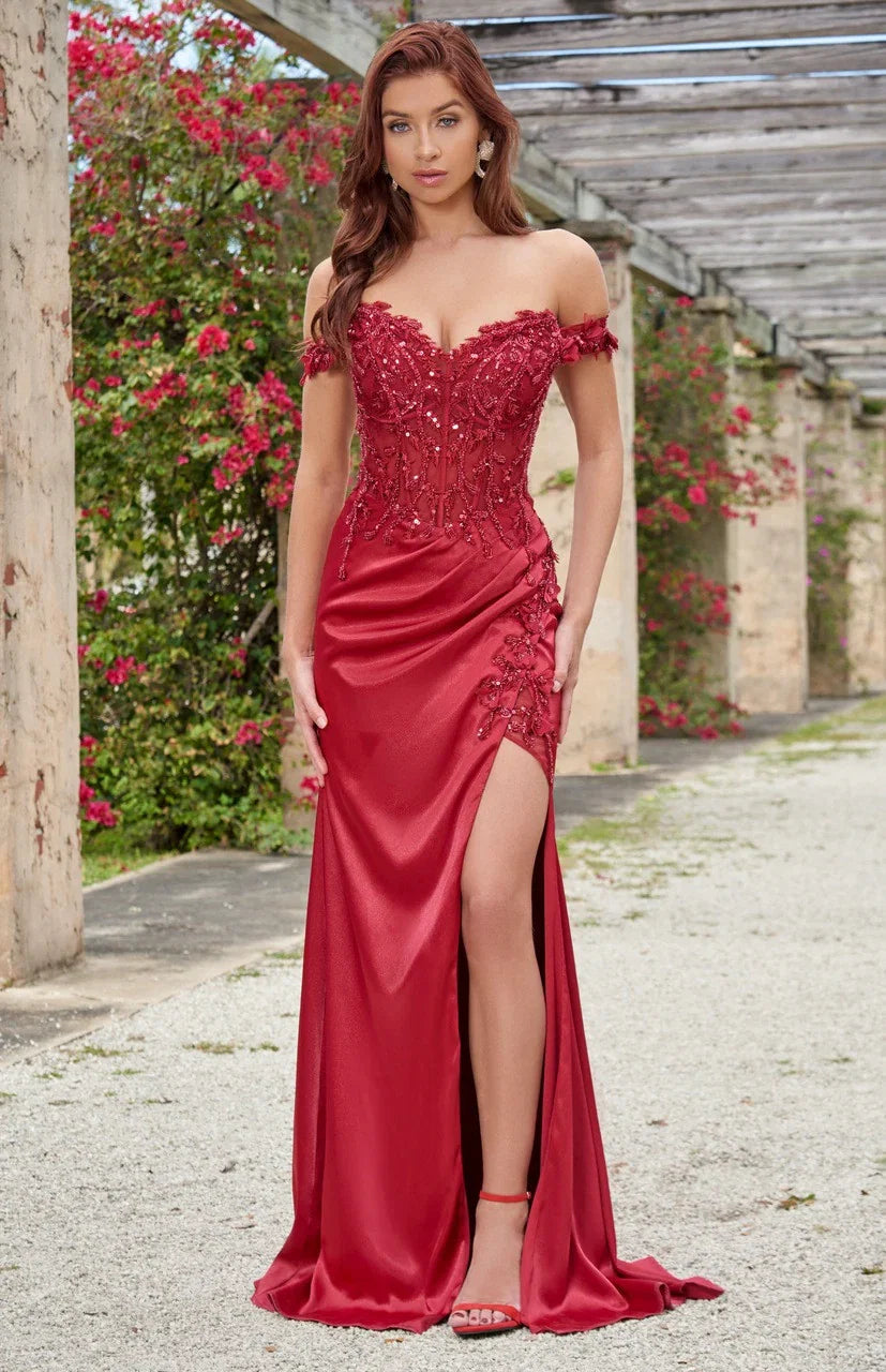 Rosaline Gown Floral Detail Off The Shoulder Dress