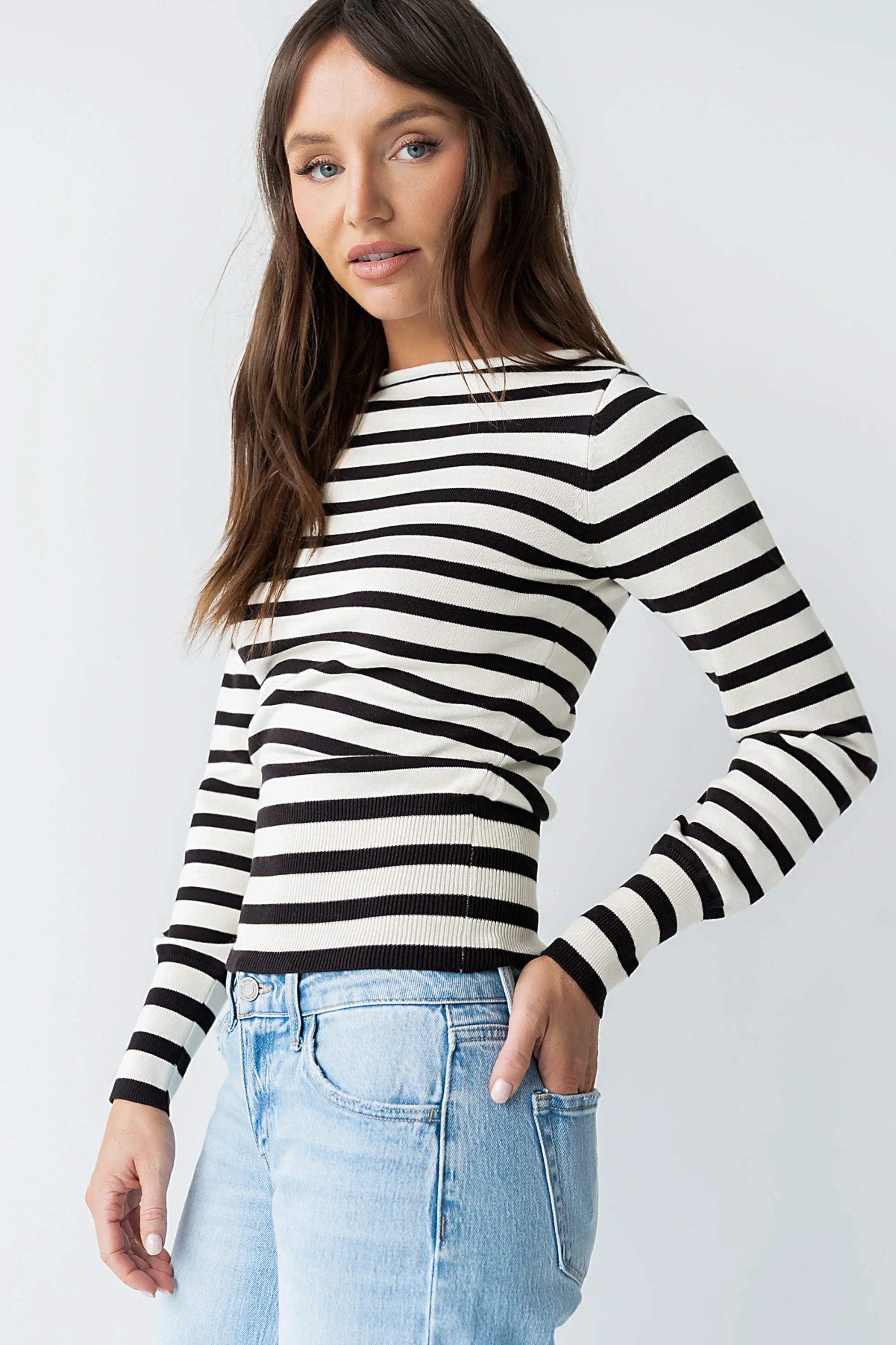 Waldorf Striped Top in Black
