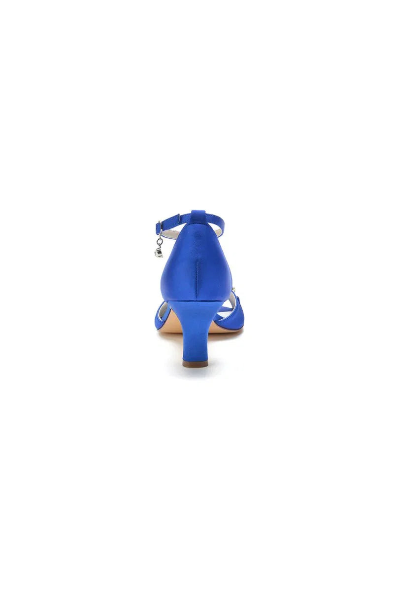 Rhinestone Open Toe Buckle Strap Chunky Heels
