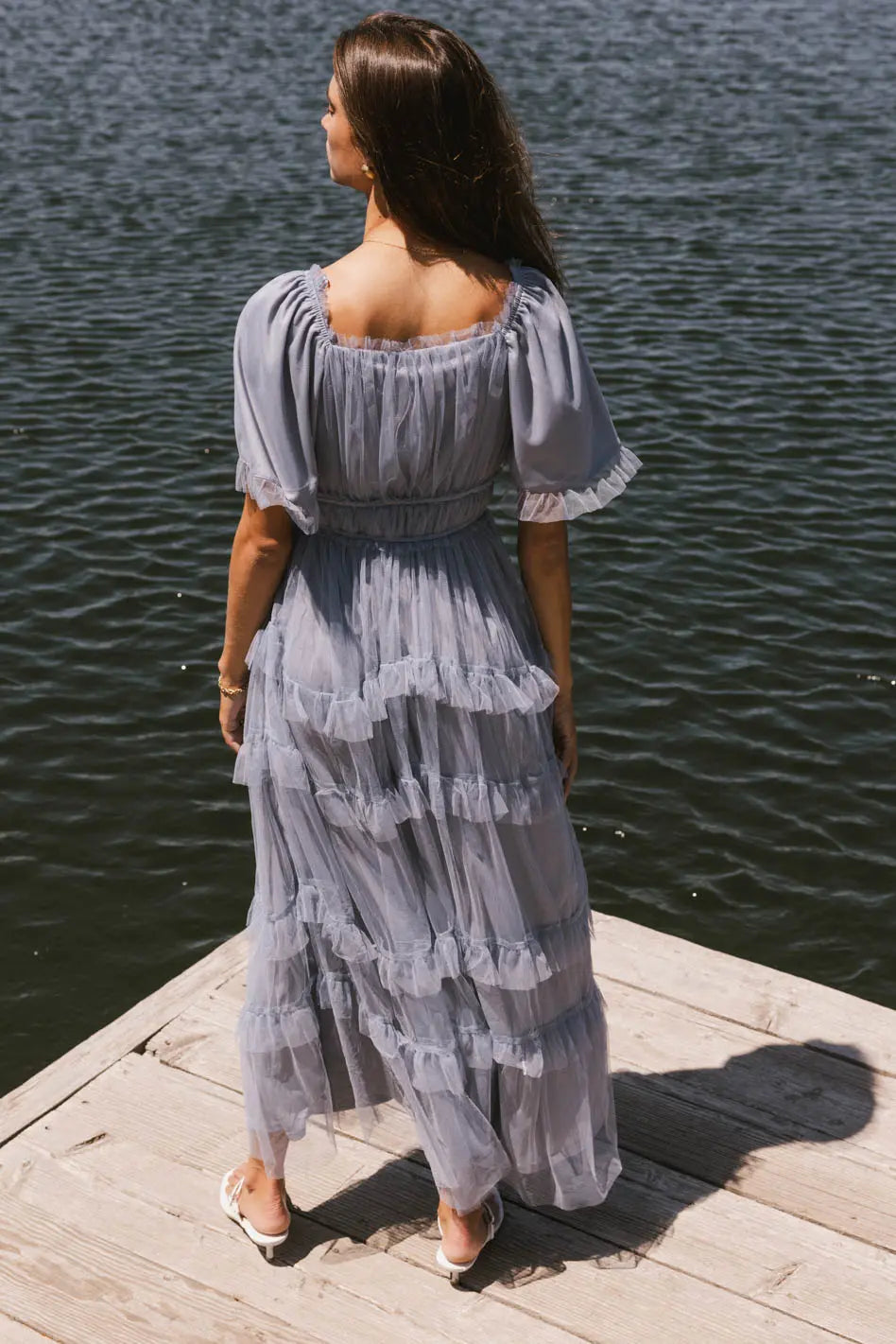 Eugena Ruffled Maxi Dress in Blue FINAL SALE