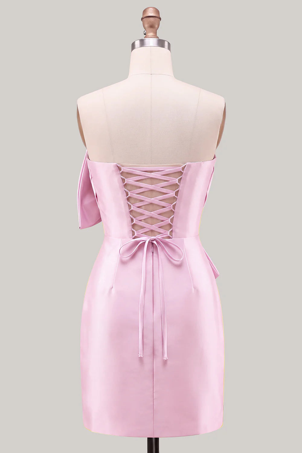 Lilac Strapless Bodycon Short Homecoming Dress with Bow
