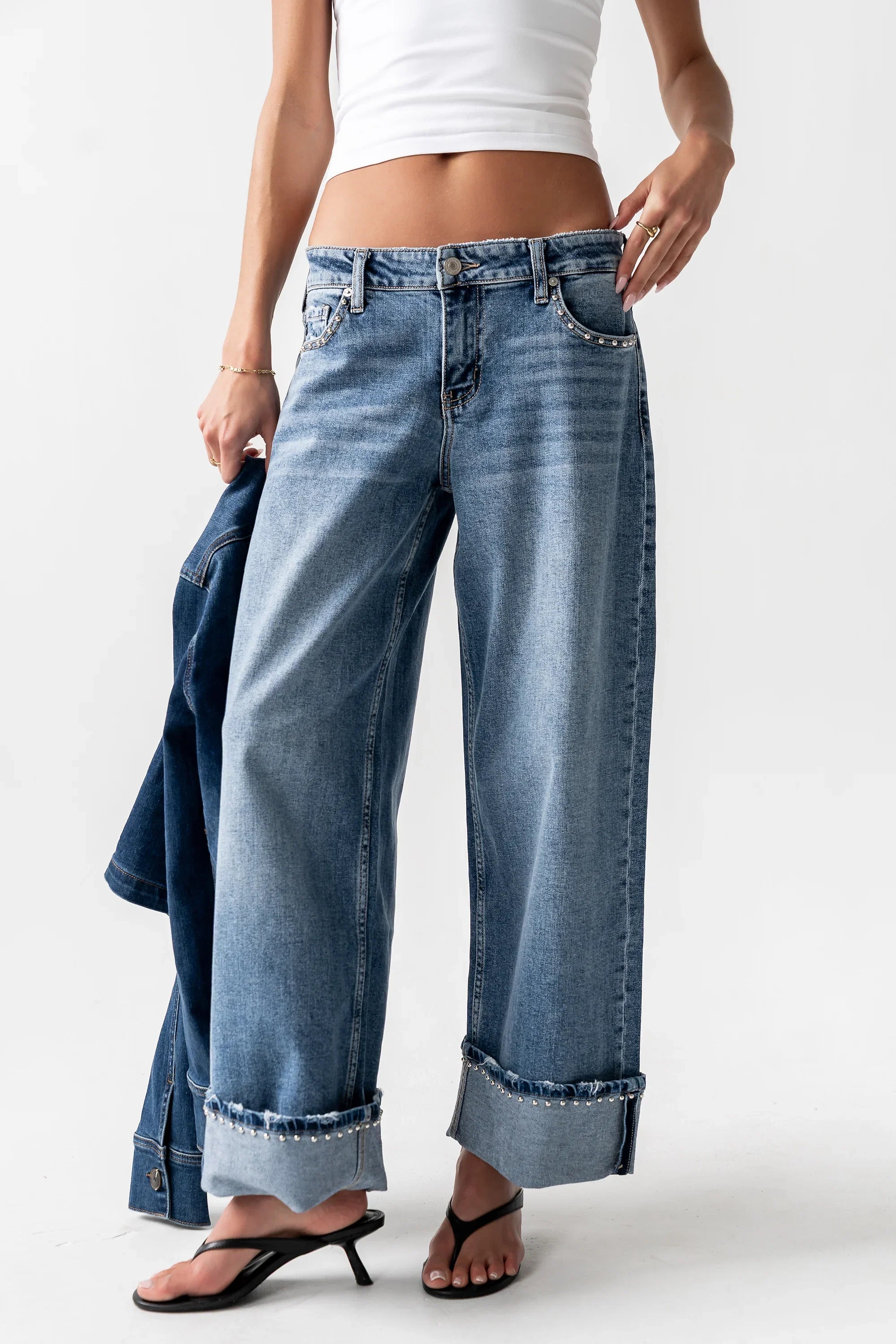 Rika Studded Wide Leg Jeans