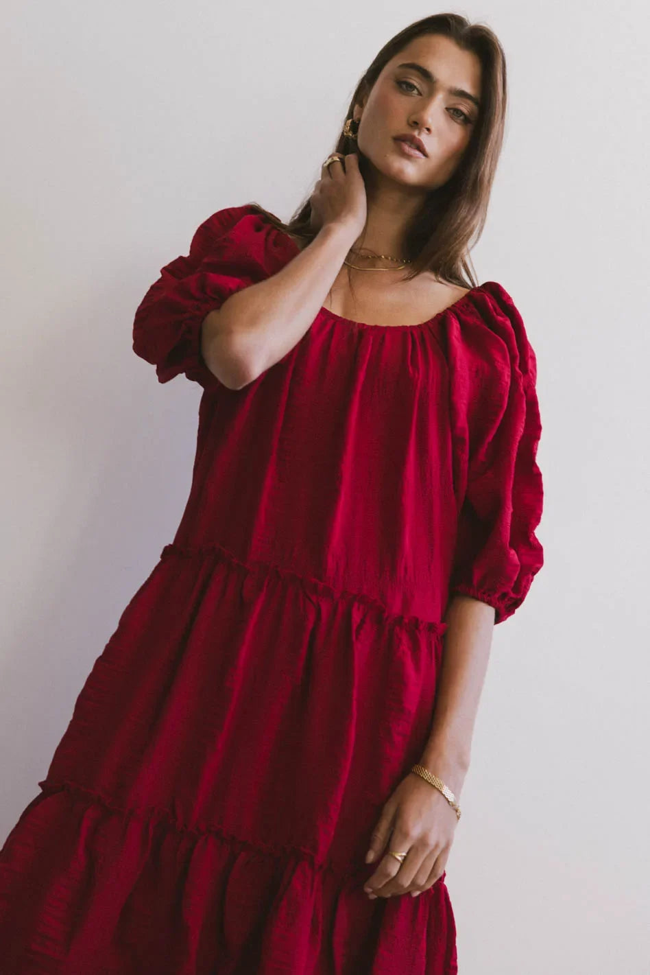 Corinne Tiered Maxi Dress in Red FINAL SALE