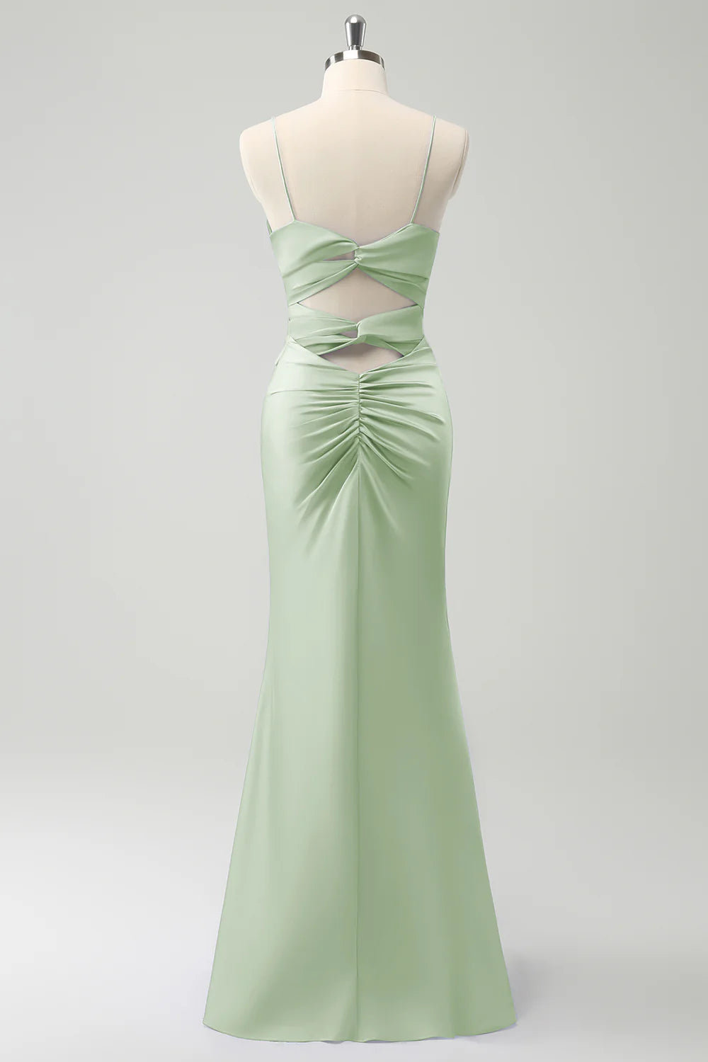 Purple Mermaid Front Criss Cross Pleated Floor Length Bridesmaid Dress