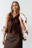 Kendall Satin Top in Brown