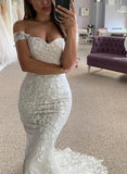 Mermaid Off The Shoulder Sleeveless Lace Wedding Dresses