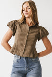 Lizette Pleated Blouse in Brown