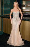 Jenna Gown Crystal Embellished Fit Flare Evening Gown