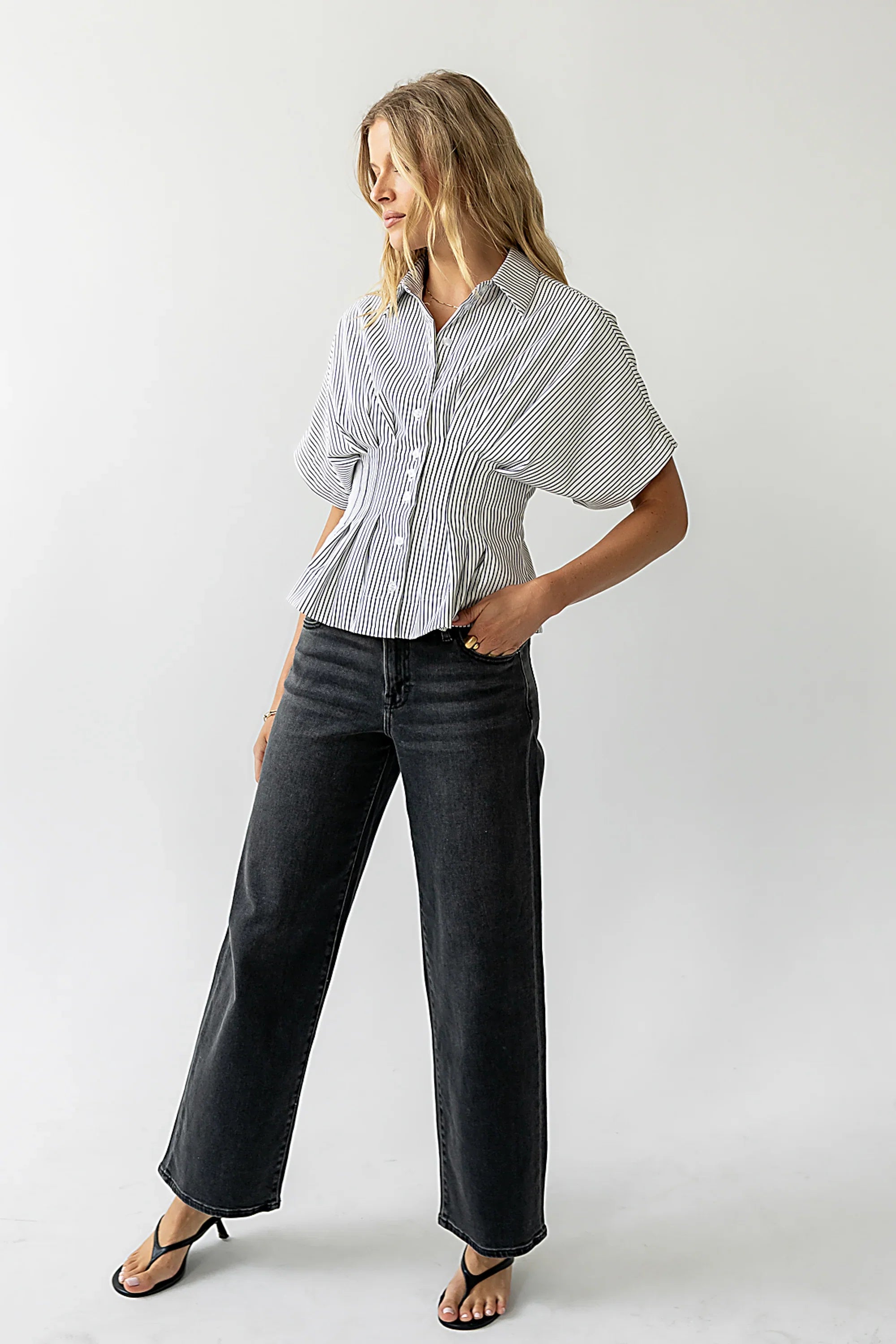 Alec Striped Blouse in White
