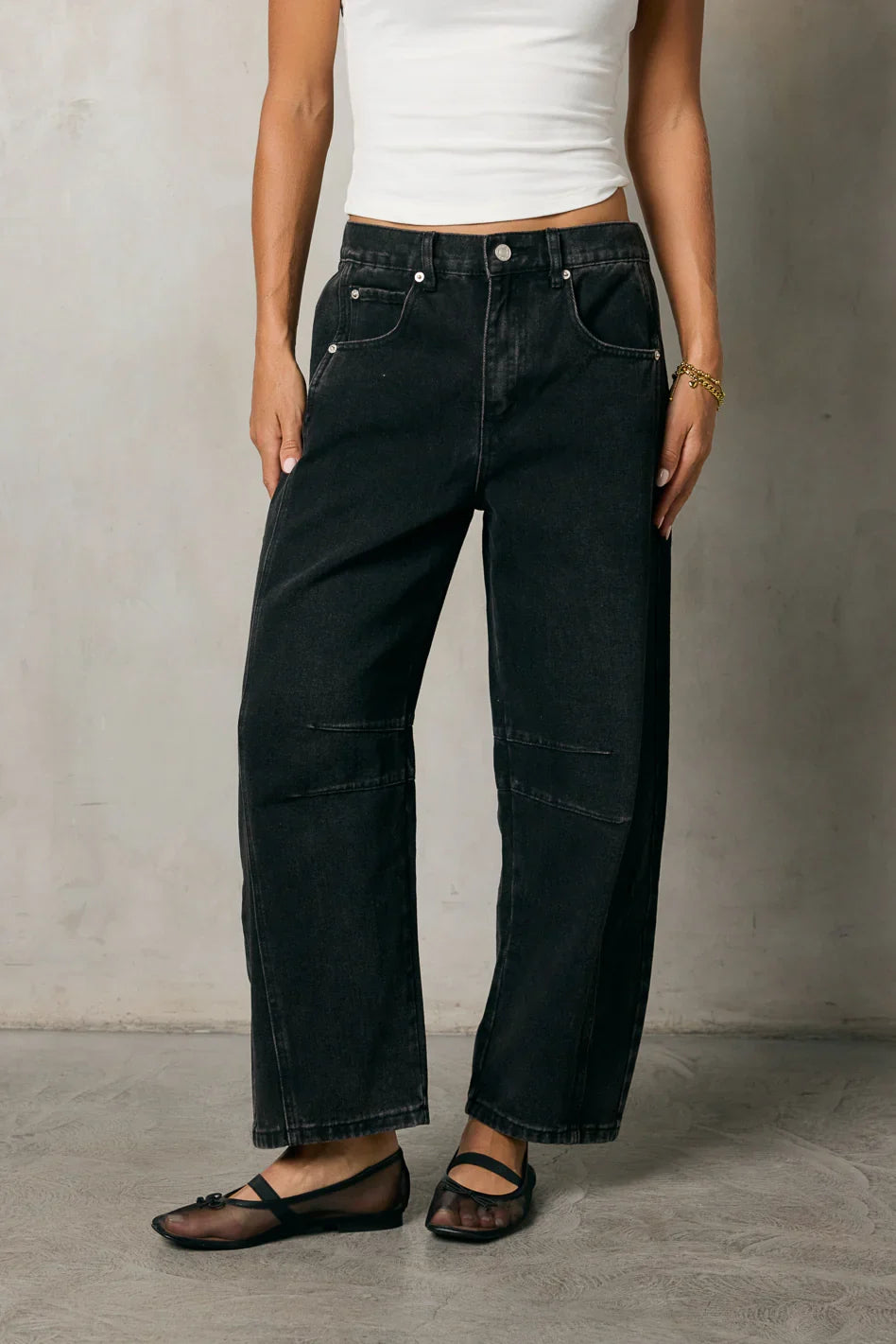Lisette Barrel Jeans in Black FINAL SALE