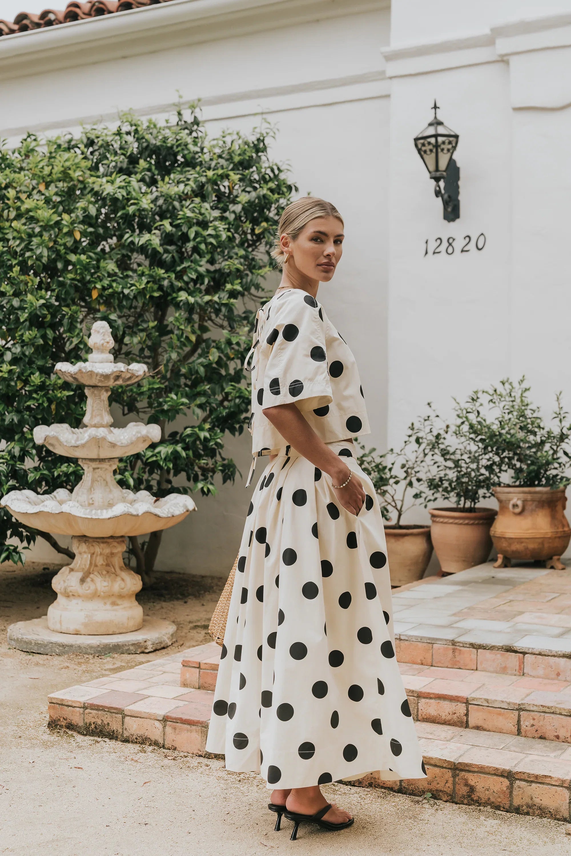 Jacklynn Polka Dot Midi Skirt