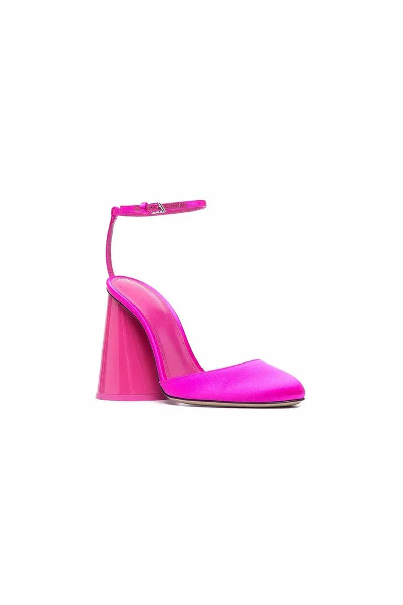 Green Ankle Strap Block Heel Sandals