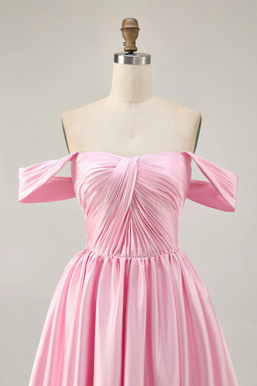 White Satin A Line Off The Shoulder Ruched Short Homecoming Dress