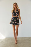 Glora Satin Floral Halter Top