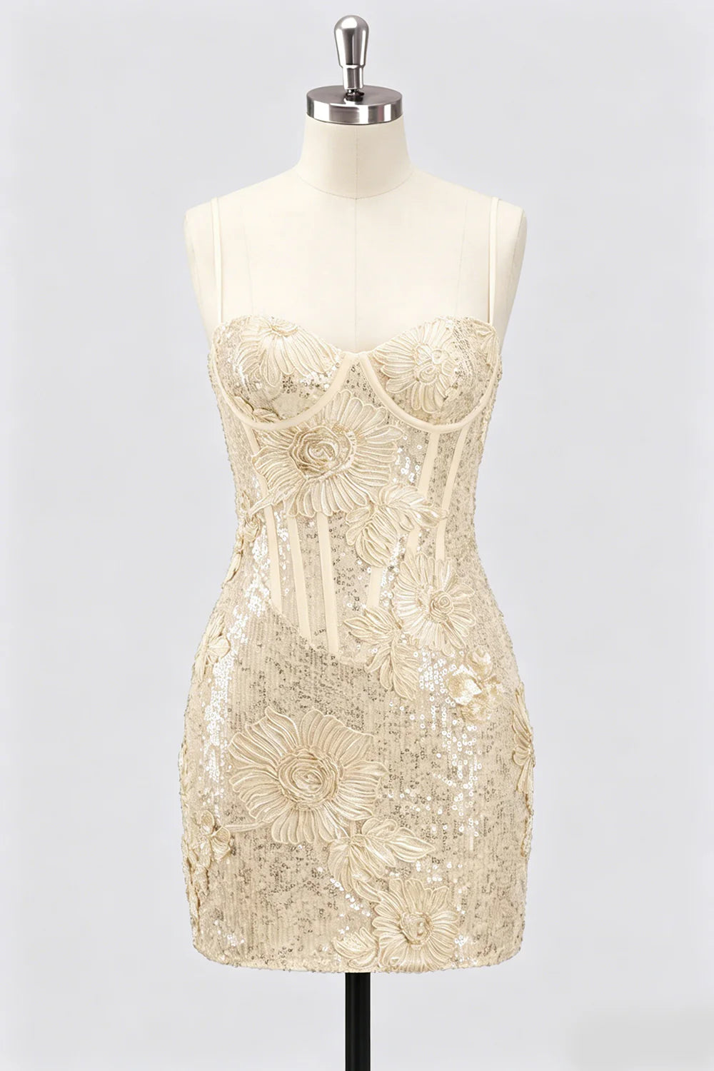 Grey Corset Bodycon Sequin Short Homecoming Dress