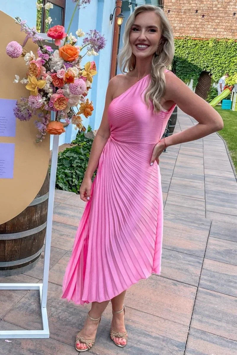 One Shoulder Cutout High Low Bridesmaid Dress