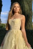 Alisha Gown Yellow Tulle A line Dress With Open Back