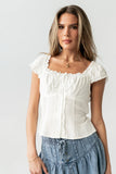 Briana Button Up Top in White
