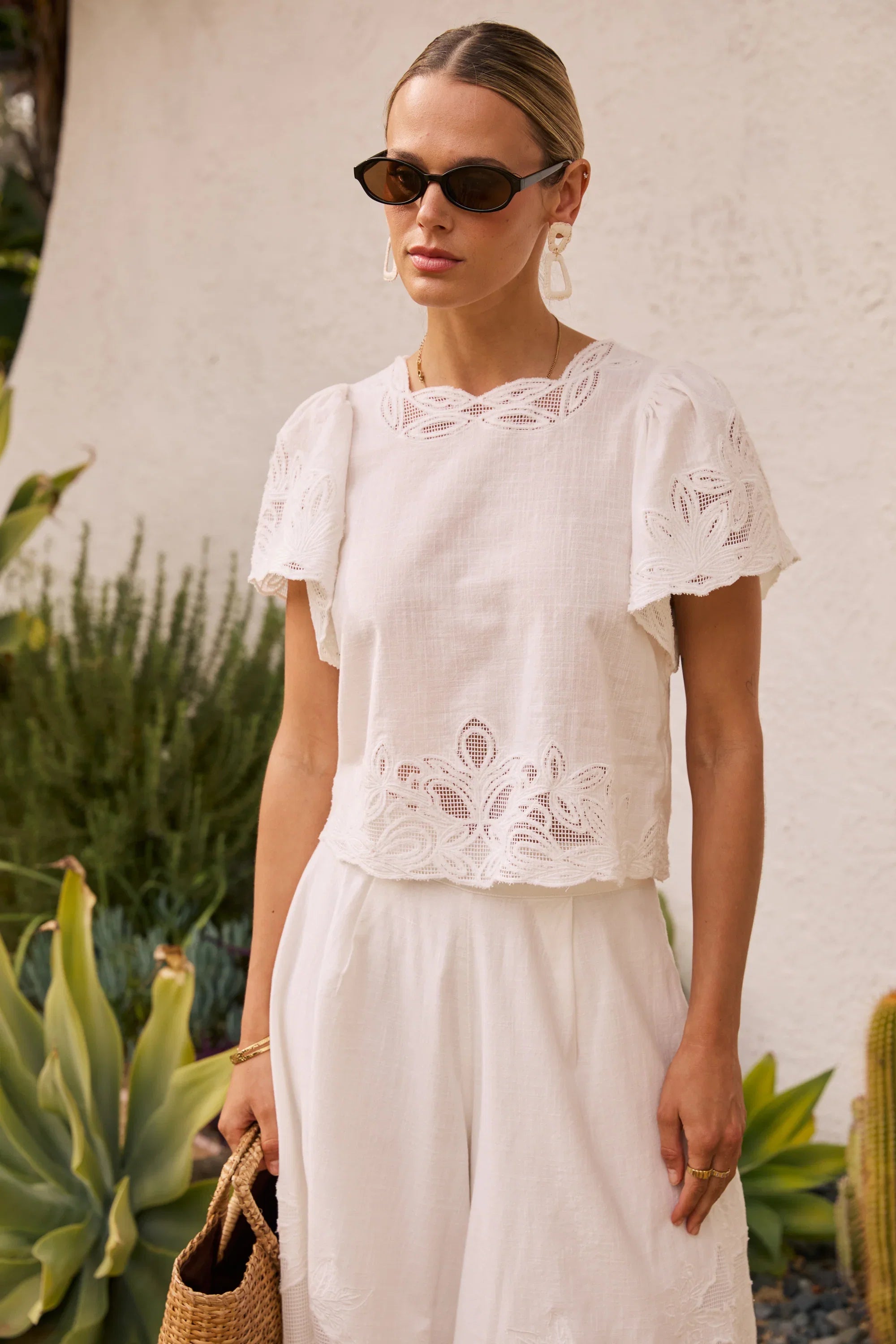 Molly Embroidered Top in White