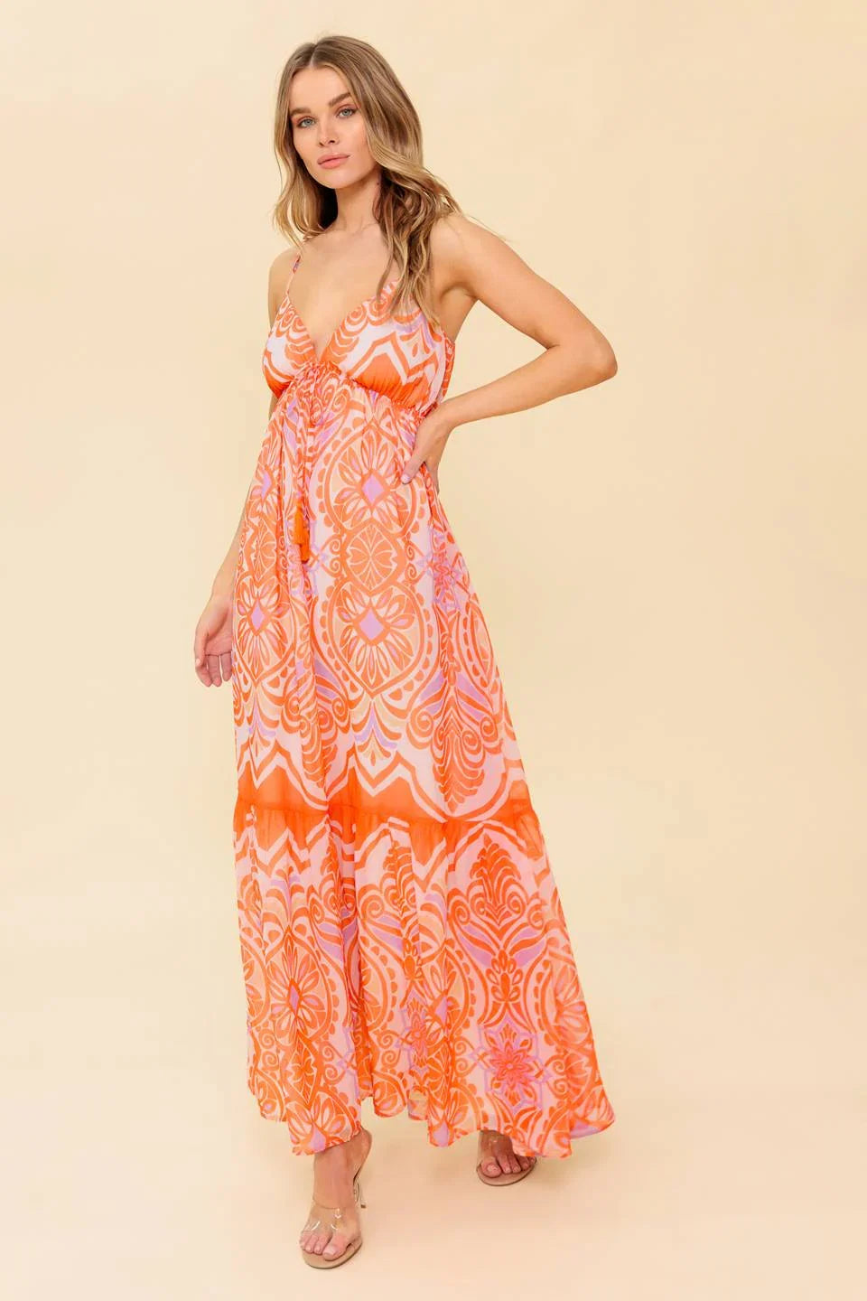 CABANA DAYDREAMS MAXI DRESS CORAL