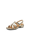 Golden Sparkly Low Chunky Heel Sandal