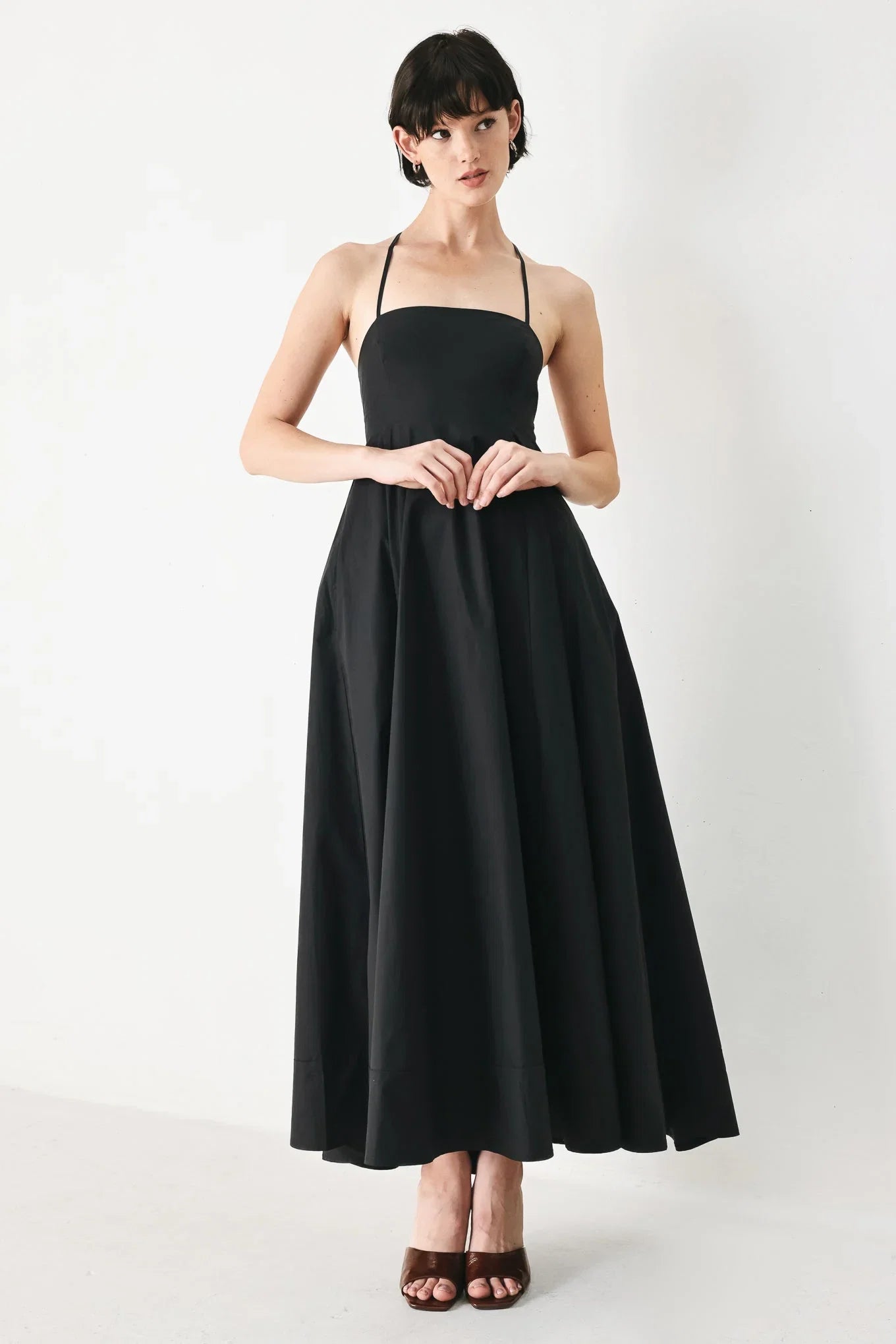 PURE LINE OPEN BACK MIDI DRESS